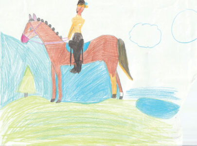 Child's drawing of a rider on a horse